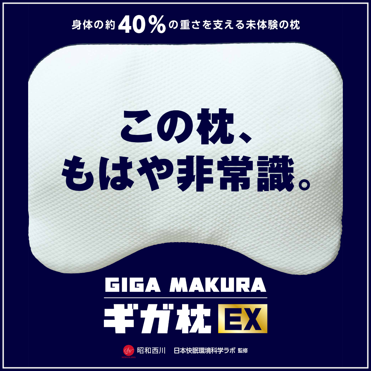 370-1556>昭和西川 ギガ枕 EX 身体の約40%の重さを支える 未体験の枕