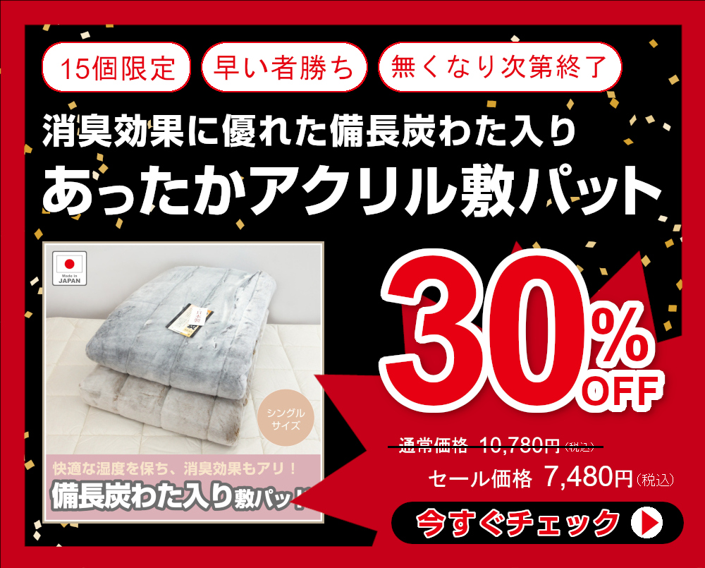 30％OFF あったか敷パット備長炭オーロラ